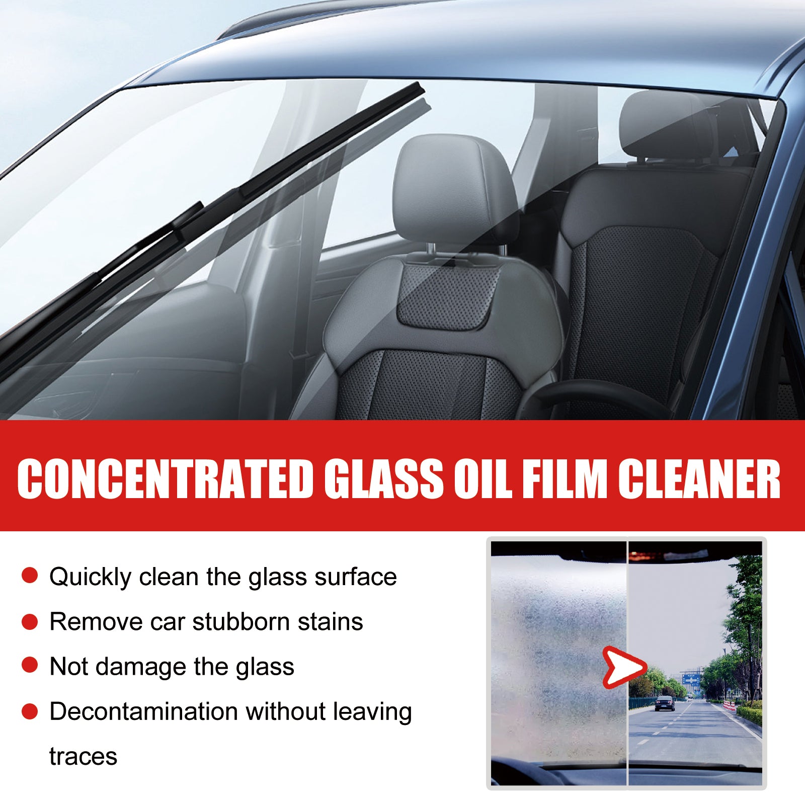 Rayhong Concentrated Glass Oil Film Cleaner - Anti-Fog, Rain Repellent, Oil & Stain Remover for Car Windshield & Windows 