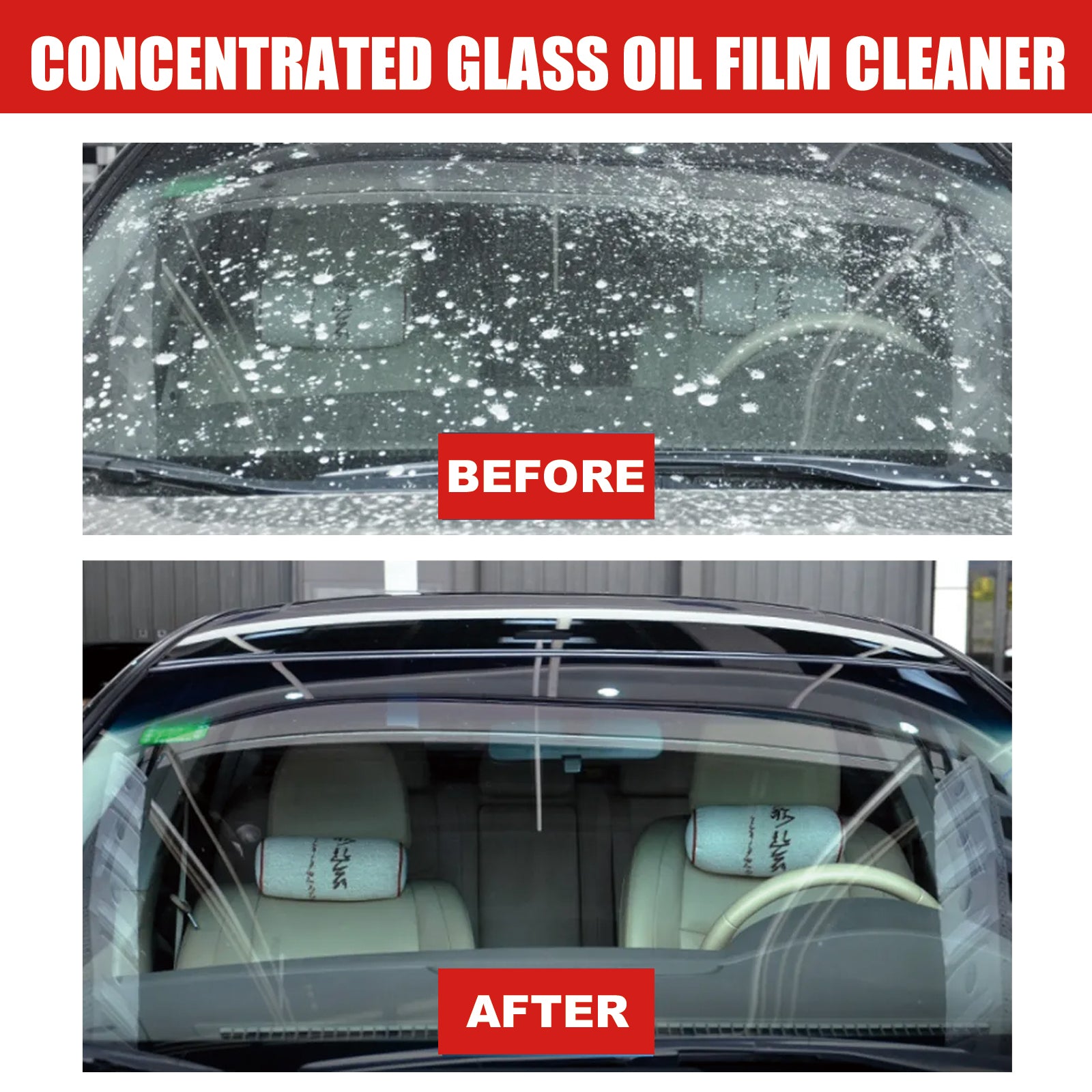 Rayhong Concentrated Glass Oil Film Cleaner - Anti-Fog, Rain Repellent, Oil & Stain Remover for Car Windshield & Windows 